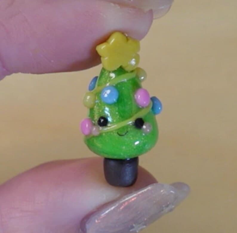 Handmade Tiny Christmas Tree Polymer Clay Charm