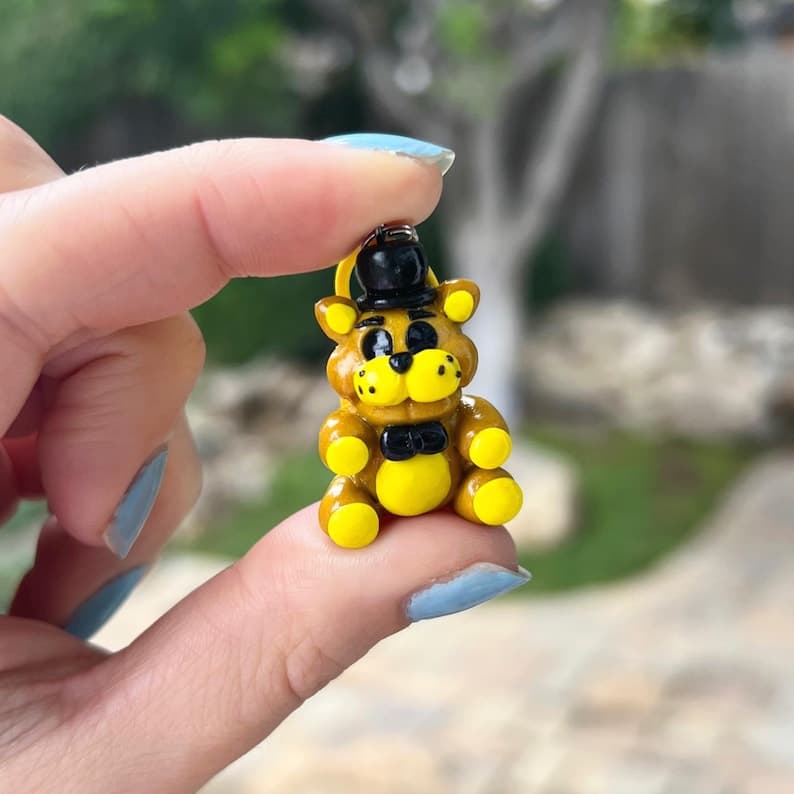 Golden Freddy Freddy Fazbear Polymer Clay Handmade Keychain Five Nights At Freddy's